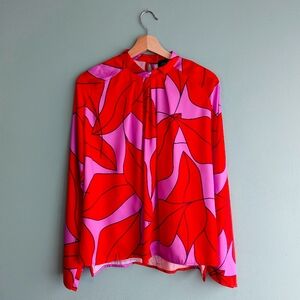 70s style pink and red blouse m/l